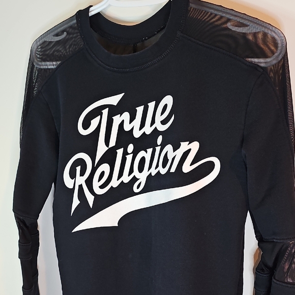 True Religion Black Crewneck Sweater with Logo - Picture 3 of 7